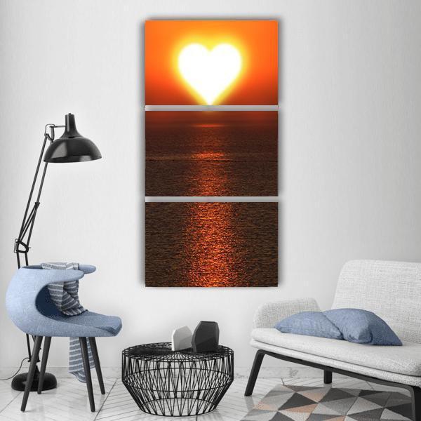 Sun For Vitamin D3 Heart Love On Sea Vertical Canvas Wall Art-3 Vertical-Gallery Wrap-12" x 25"-Tiaracle