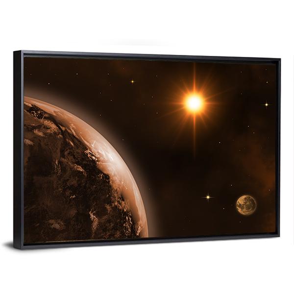 Sun Moon & Earth Canvas Wall Art-3 Horizontal-Gallery Wrap-25" x 16"-Tiaracle