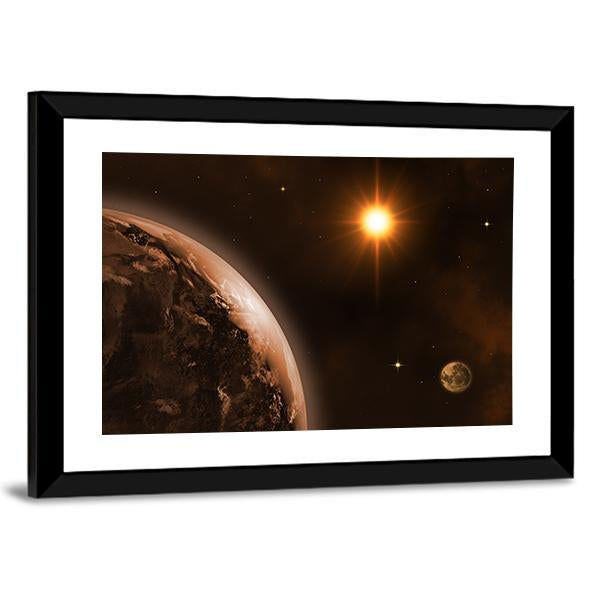 Sun Moon & Earth Canvas Wall Art-3 Horizontal-Gallery Wrap-25" x 16"-Tiaracle