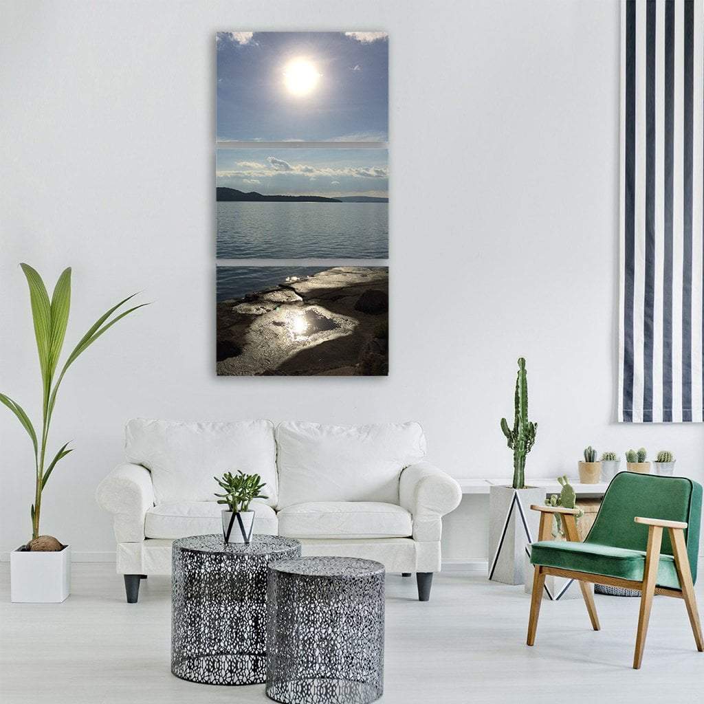 Sun Over Beach In Croatia Vertical Canvas Wall Art-3 Vertical-Gallery Wrap-12" x 25"-Tiaracle