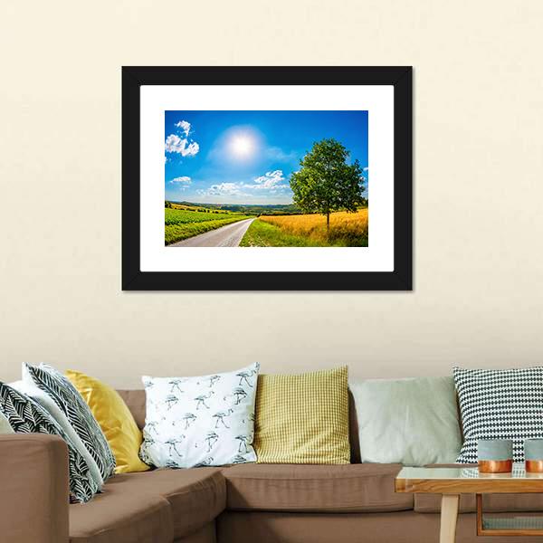 Sun Over Corn Field Canvas Wall Art-3 Horizontal-Gallery Wrap-25" x 16"-Tiaracle