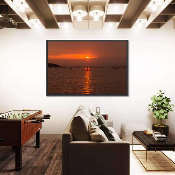 Sun Sets Over Poole Harbour Canvas Wall Art-3 Horizontal-Gallery Wrap-25" x 16"-Tiaracle