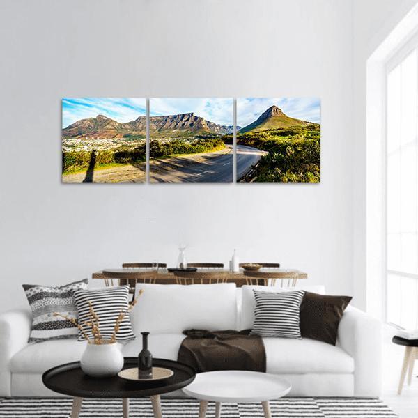 Sun Setting Over Cape Town Panoramic Canvas Wall Art-3 Piece-25" x 08"-Tiaracle