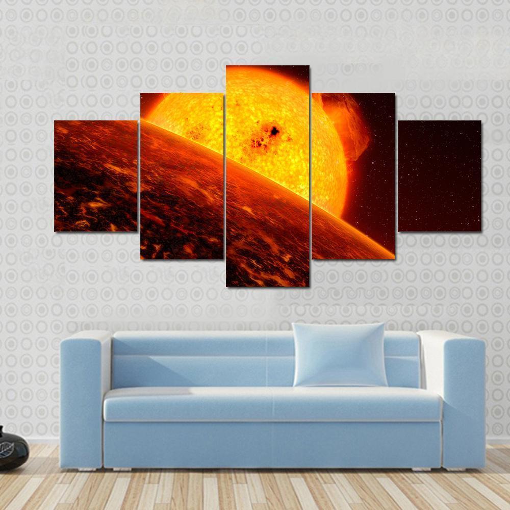 Sun View From Mercury Canvas Wall Art-5 Star-Gallery Wrap-62" x 32"-Tiaracle
