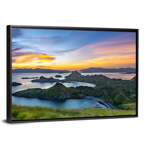 Sunlight From Top Of Padar Island At Sunset Canvas Wall Art-3 Horizontal-Gallery Wrap-25" x 16"-Tiaracle