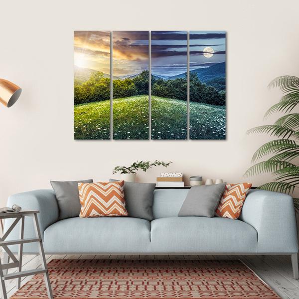 Sunlight On Hillside Meadows Canvas Wall Art-4 Horizontal-Gallery Wrap-34" x 24"-Tiaracle