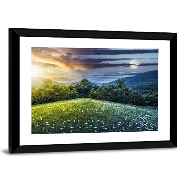 Sunlight On Hillside Meadows Canvas Wall Art-5 Horizontal-Gallery Wrap-22" x 12"-Tiaracle
