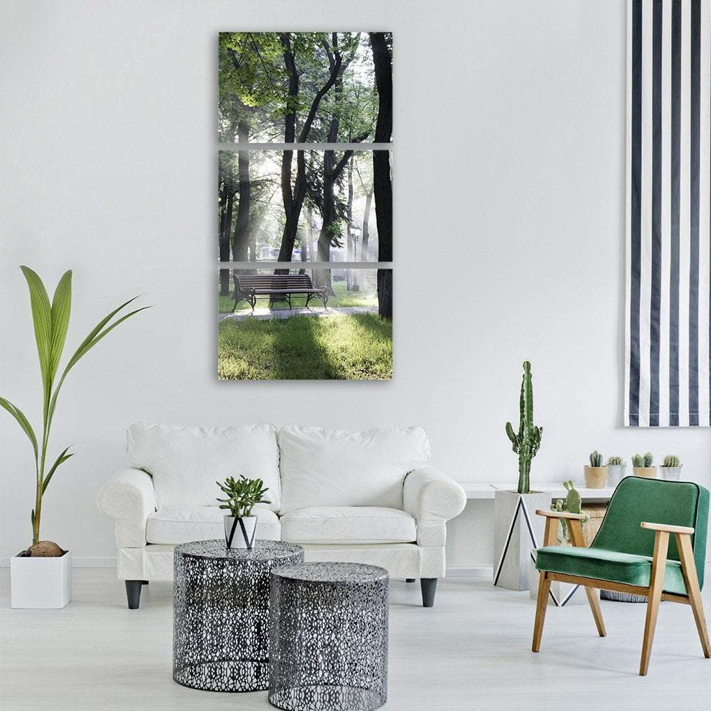 Sunlight Rays In Park Vertical Canvas Wall Art-3 Vertical-Gallery Wrap-12" x 25"-Tiaracle