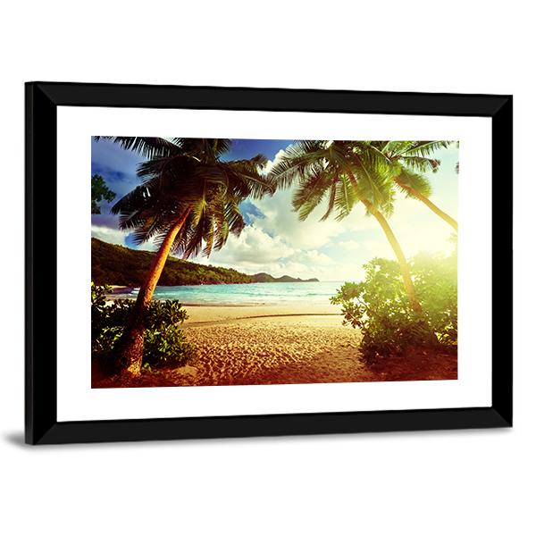 Sunny Day On Green Beach Canvas Wall Art-3 Horizontal-Gallery Wrap-25" x 16"-Tiaracle