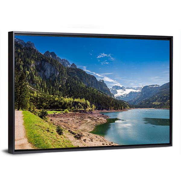 Sunny Sunrise At Gosausee Lake Canvas Wall Art-3 Horizontal-Gallery Wrap-25" x 16"-Tiaracle