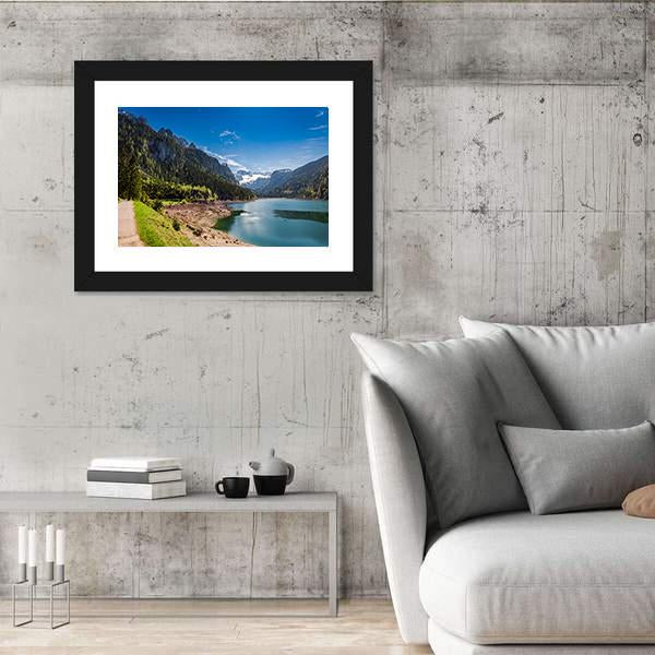 Sunny Sunrise At Gosausee Lake Canvas Wall Art-3 Horizontal-Gallery Wrap-25" x 16"-Tiaracle
