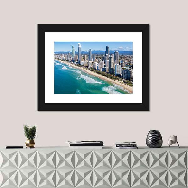 Sunny View Of Gold Coast In Queensland Canvas Wall Art-1 Piece-Framed Print-20" x 16"-Tiaracle
