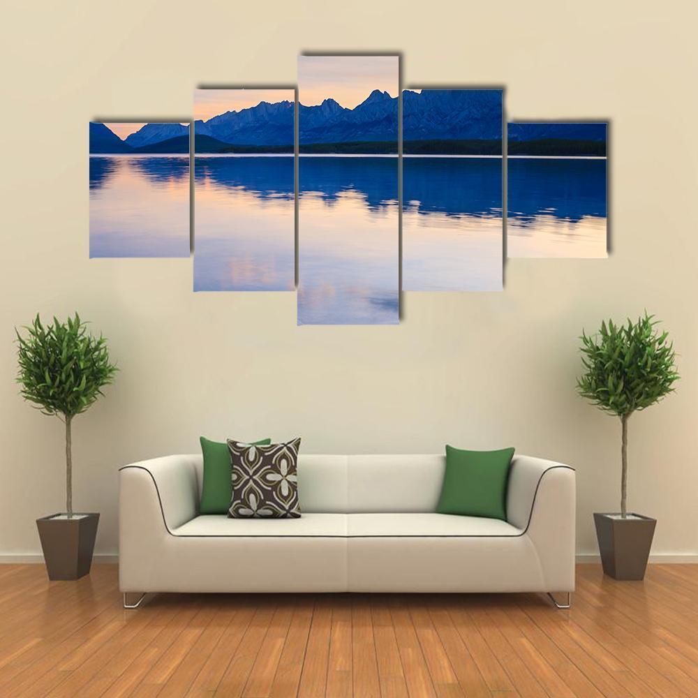 Sunrise At Lower Kananaskis Lake Canvas Wall Art-5 Star-Gallery Wrap-62" x 32"-Tiaracle