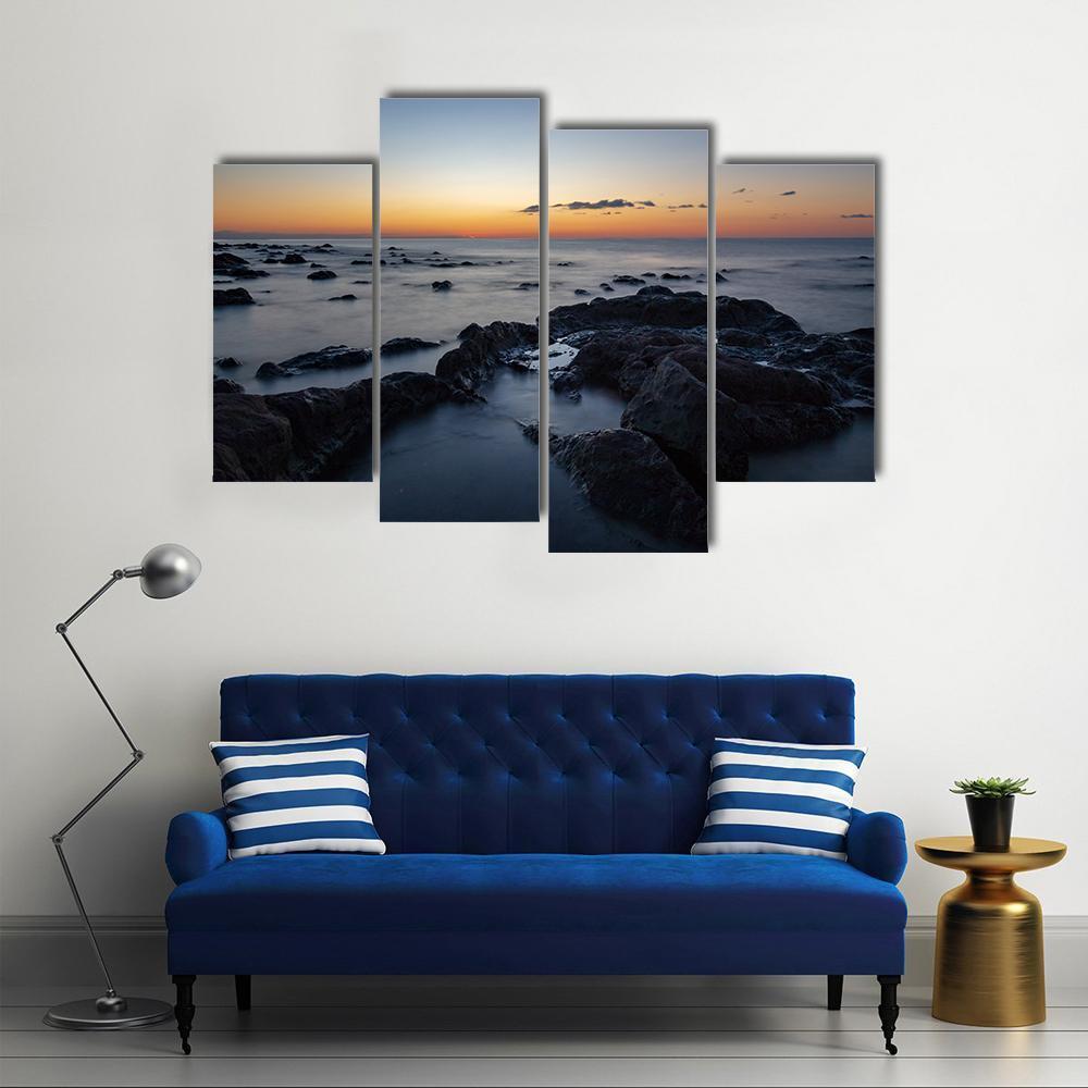 Sunrise At Palmasera Beach Canvas Wall Art-4 Pop-Gallery Wrap-50" x 32"-Tiaracle