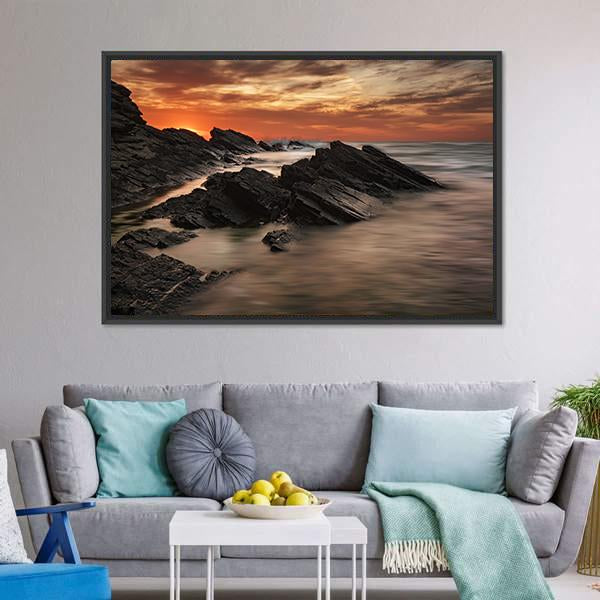 Sunrise At Sinemorets Village Vertical Canvas Wall Art-3 Vertical-Gallery Wrap-12" x 25"-Tiaracle