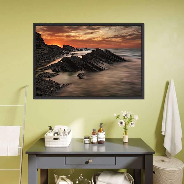 Sunrise At Sinemorets Village Vertical Canvas Wall Art-3 Vertical-Gallery Wrap-12" x 25"-Tiaracle
