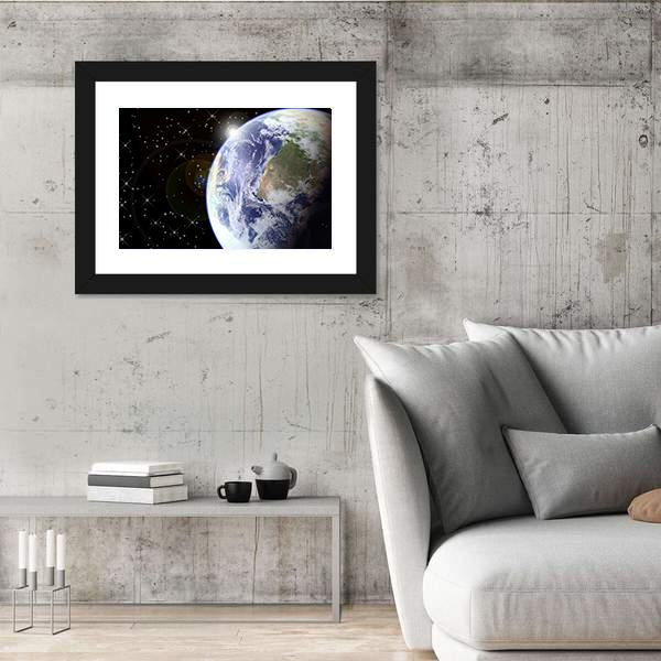 Sunrise From Space Canvas Wall Art-3 Horizontal-Gallery Wrap-25" x 16"-Tiaracle