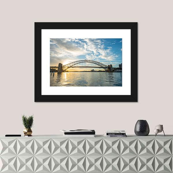 Sunrise From Sydney Harbor Bridge Canvas Wall Art-1 Piece-Framed Print-20" x 16"-Tiaracle