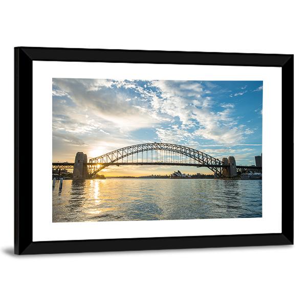 Sunrise From Sydney Harbor Bridge Canvas Wall Art-3 Horizontal-Gallery Wrap-25" x 16"-Tiaracle