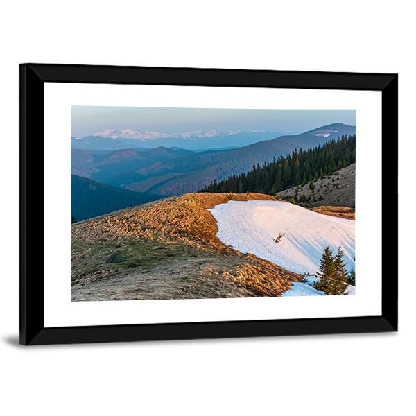 Sunrise Landscape In Spring Carpathian Mountains Canvas Wall Art-3 Horizontal-Gallery Wrap-25" x 16"-Tiaracle