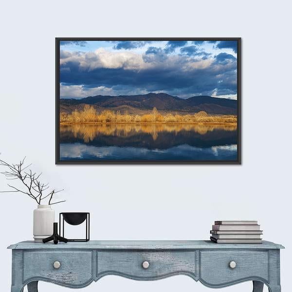 Sunrise Lights Up The Edge Of A Lake Canvas Wall Art-1 Piece-Floating Frame-24" x 16"-Tiaracle