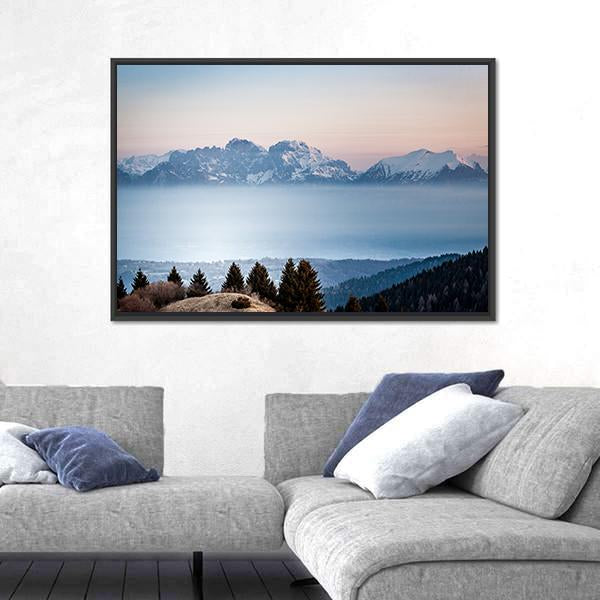 Sunrise On Dolomite Peaks Canvas Wall Art-3 Horizontal-Gallery Wrap-25" x 16"-Tiaracle