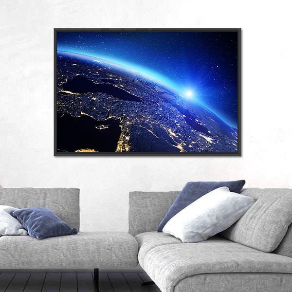 Sunrise On Planet Earth Canvas Wall Art-5 Horizontal-Gallery Wrap-22" x 12"-Tiaracle