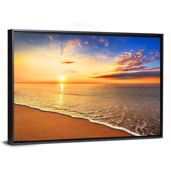 Sunrise On The Beach Canvas Wall Art-3 Horizontal-Gallery Wrap-25" x 16"-Tiaracle