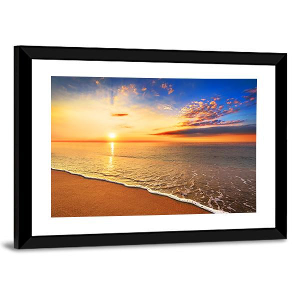 Sunrise On The Beach Canvas Wall Art-3 Horizontal-Gallery Wrap-25" x 16"-Tiaracle