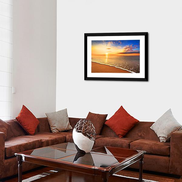 Sunrise On The Beach Canvas Wall Art-3 Horizontal-Gallery Wrap-25" x 16"-Tiaracle