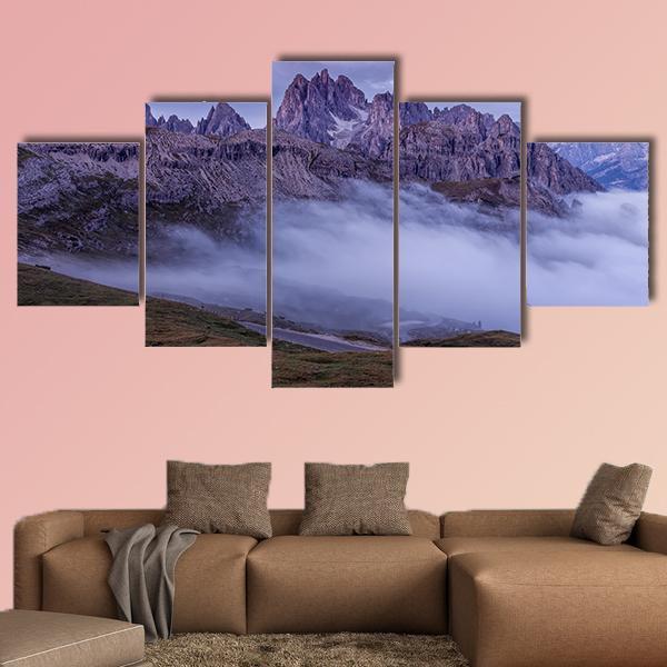 Sunrise On The Dolomites Canvas Wall Art-5 Star-Gallery Wrap-62" x 32"-Tiaracle
