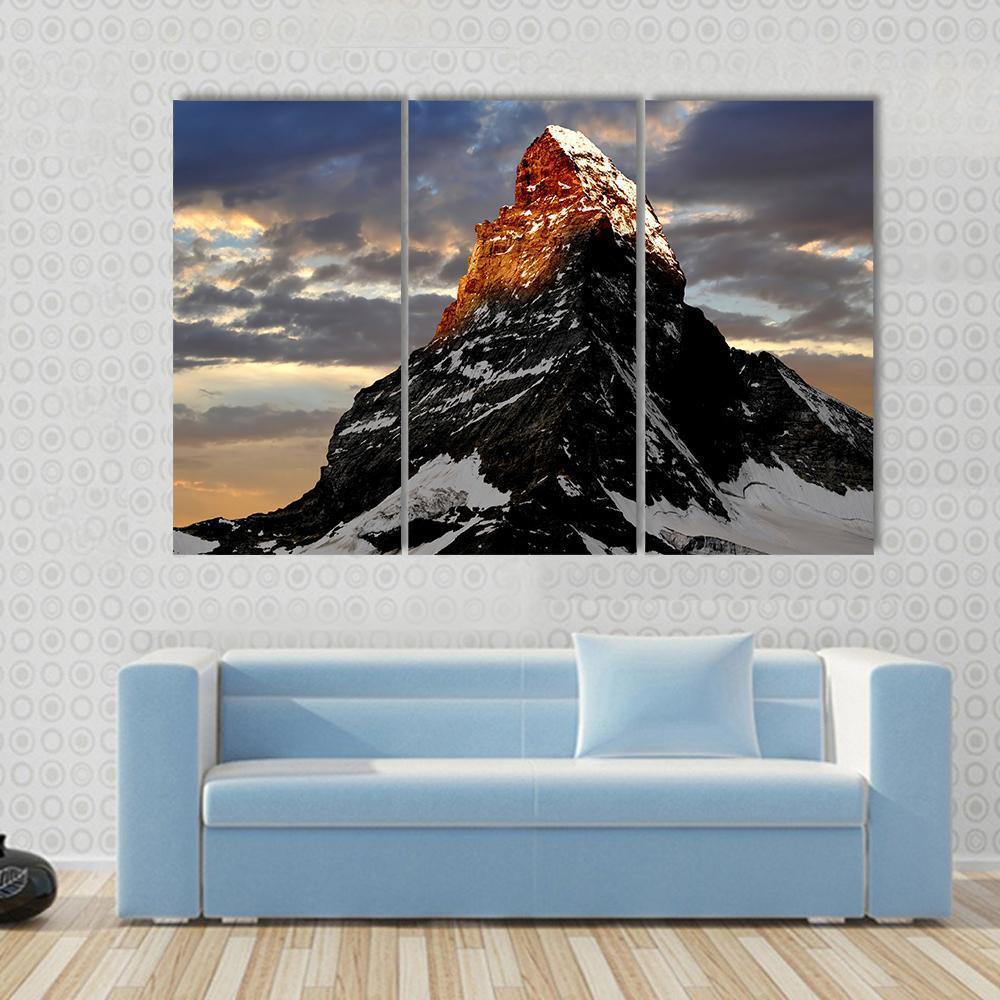 Sunrise On The Matterhorn Canvas Wall Art-3 Horizontal-Gallery Wrap-37" x 24"-Tiaracle