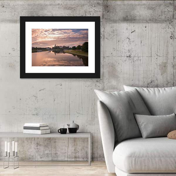 Sunrise Over City View From River Canvas Wall Art-3 Horizontal-Gallery Wrap-25" x 16"-Tiaracle