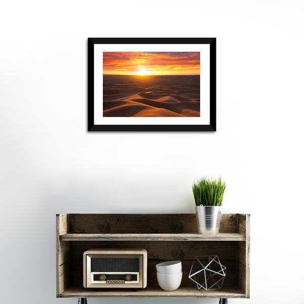 Sunrise Over Desert Canvas Wall Art-1 Piece-Framed Print-20" x 16"-Tiaracle