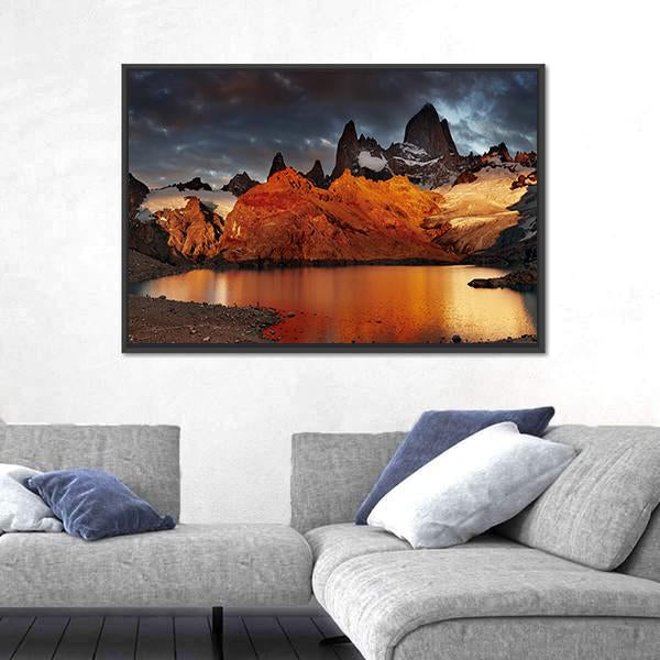 Sunrise Over Laguna De Los Tres And Mount Fitz Roy Canvas Wall Art-3 Horizontal-Gallery Wrap-25" x 16"-Tiaracle