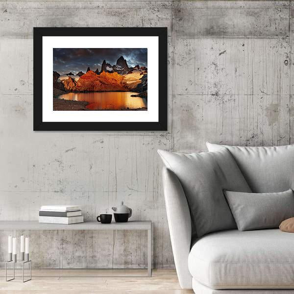 Sunrise Over Laguna De Los Tres And Mount Fitz Roy Canvas Wall Art-3 Horizontal-Gallery Wrap-25" x 16"-Tiaracle