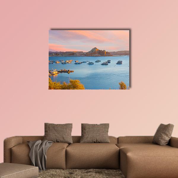 Sunrise Over Lake Powell In Arizona Canvas Wall Art-1 Piece-Gallery Wrap-36" x 24"-Tiaracle