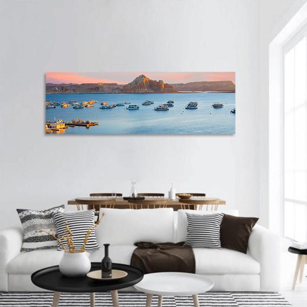 Sunrise Over Lake Powell In Arizona Panoramic Canvas Wall Art-1 Piece-36" x 12"-Tiaracle