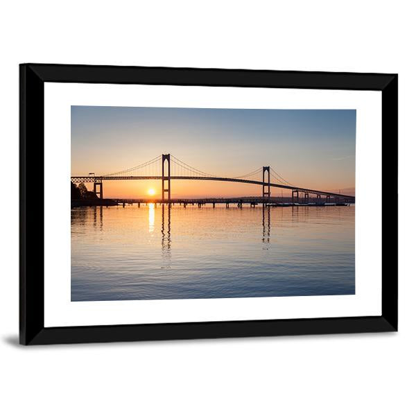 Sunrise Over Newport Bridge Canvas Wall Art-3 Horizontal-Gallery Wrap-25" x 16"-Tiaracle