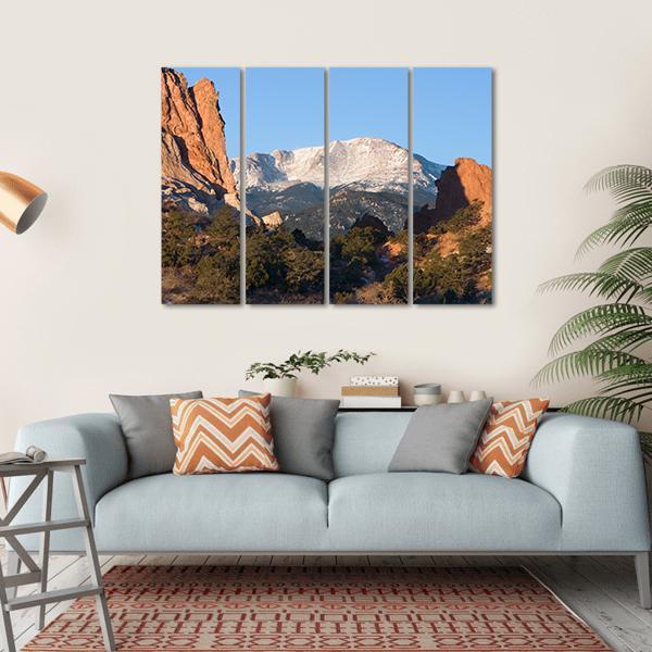 Sunrise Over Pikes Peak In Colorado Canvas Wall Art-4 Horizontal-Gallery Wrap-34" x 24"-Tiaracle