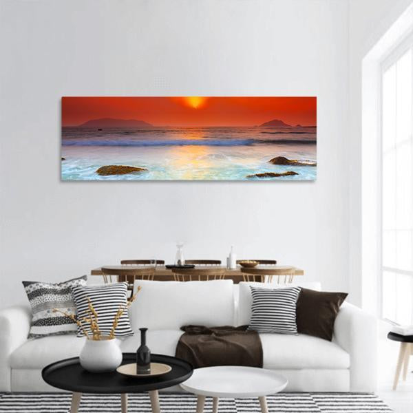 Sunrise Over The Sea Panoramic Canvas Wall Art-1 Piece-36" x 12"-Tiaracle