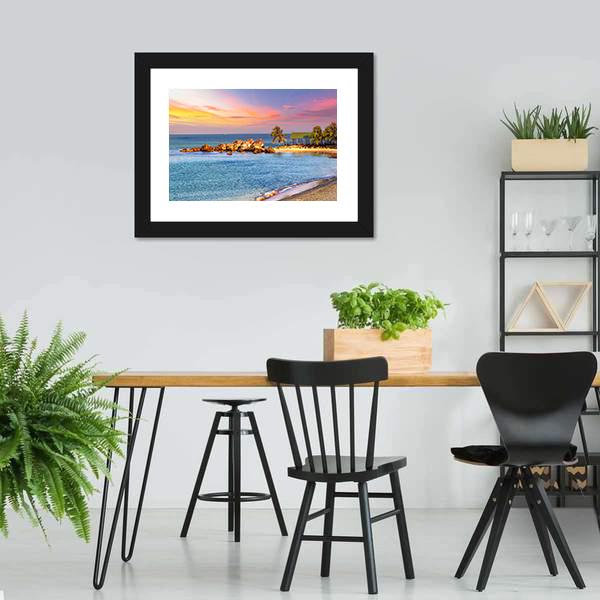 Sunrise Tropical Landscape Sea Canvas Wall Art-3 Horizontal-Gallery Wrap-25" x 16"-Tiaracle