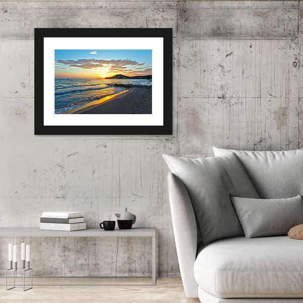 Sunrise View From Beach Panoramic Canvas Wall Art-1 Piece-36" x 12"-Tiaracle