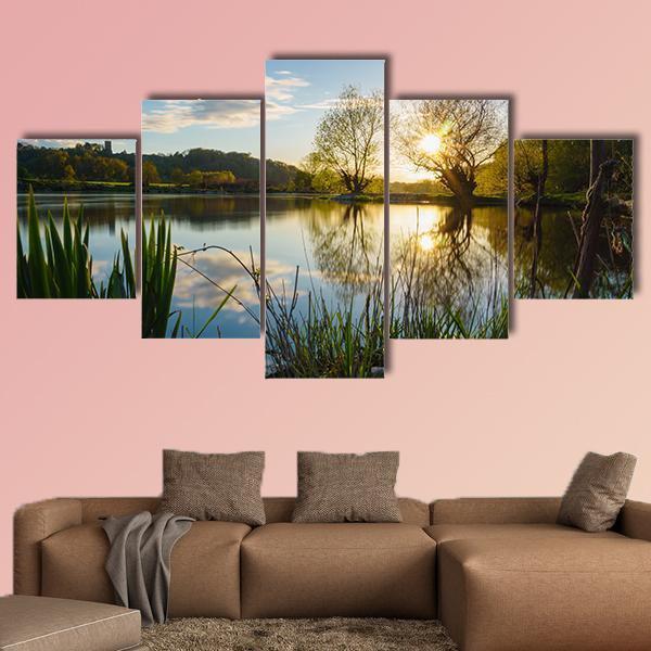 Sunset At Kemnade Canvas Wall Art-5 Star-Gallery Wrap-62" x 32"-Tiaracle