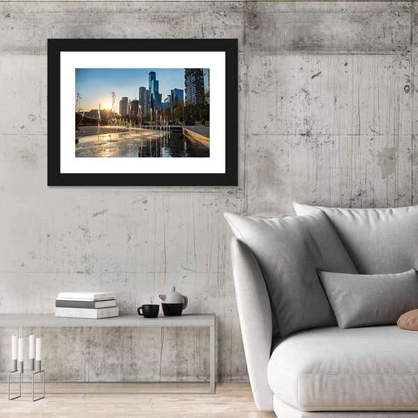 Sunset At La Mexicana Park Canvas Wall Art-3 Horizontal-Gallery Wrap-25" x 16"-Tiaracle