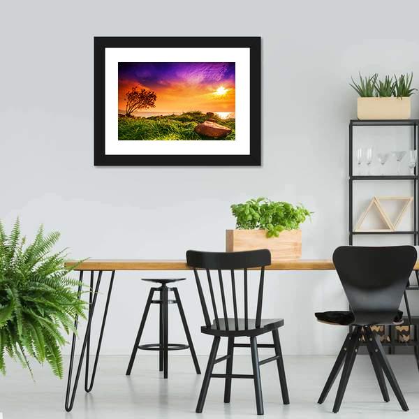 Sunset At Lake Balaton Canvas Wall Art-3 Horizontal-Gallery Wrap-25" x 16"-Tiaracle