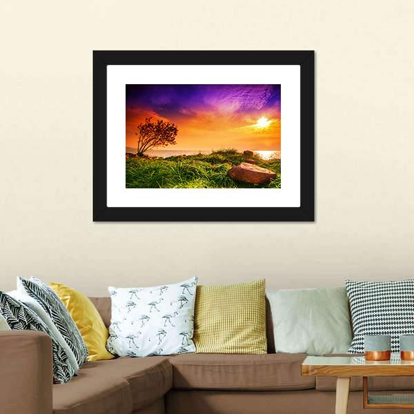 Sunset At Lake Balaton Canvas Wall Art-3 Horizontal-Gallery Wrap-25" x 16"-Tiaracle
