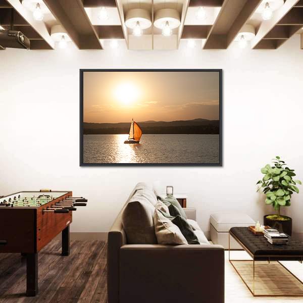Sunset At Lake Balaton In Hungary Canvas Wall Art-3 Horizontal-Gallery Wrap-25" x 16"-Tiaracle