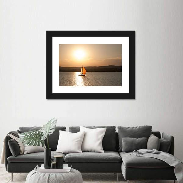 Sunset At Lake Balaton In Hungary Canvas Wall Art-3 Horizontal-Gallery Wrap-25" x 16"-Tiaracle