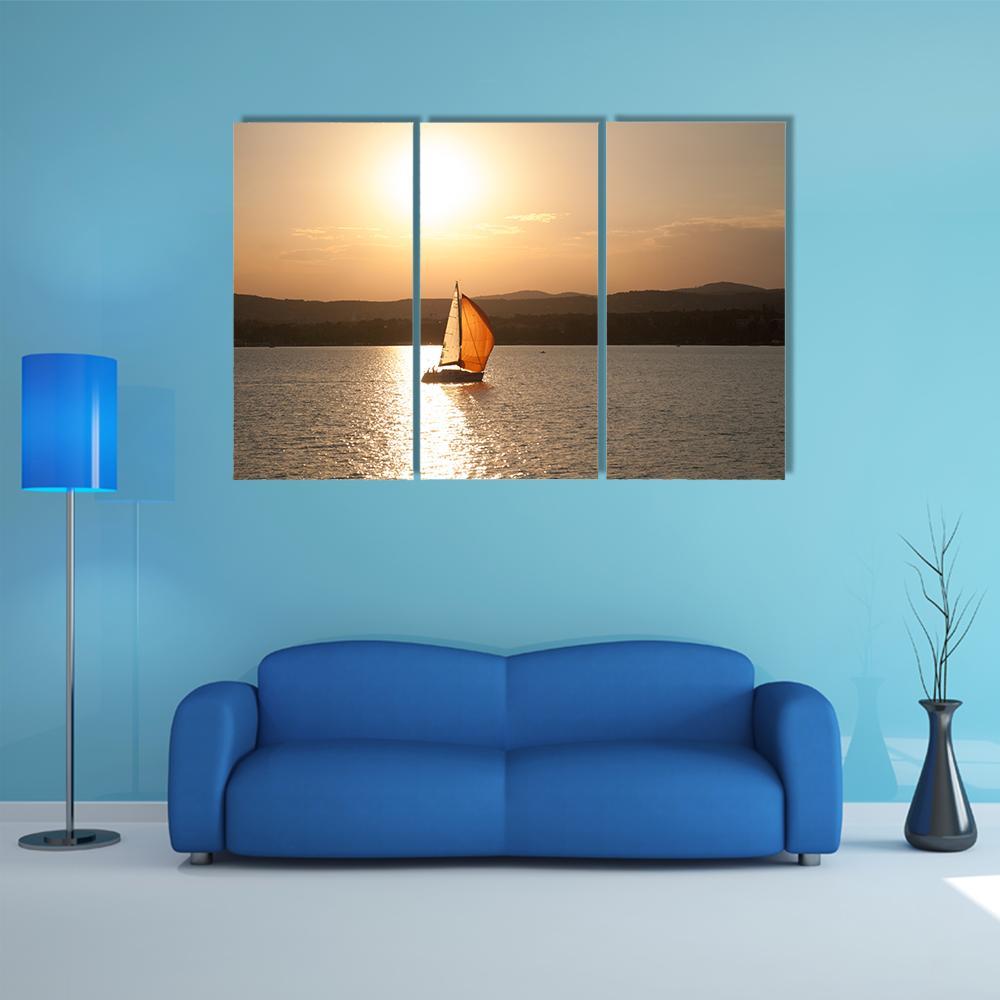 Sunset At Lake Balaton In Hungary Canvas Wall Art-3 Horizontal-Gallery Wrap-37" x 24"-Tiaracle